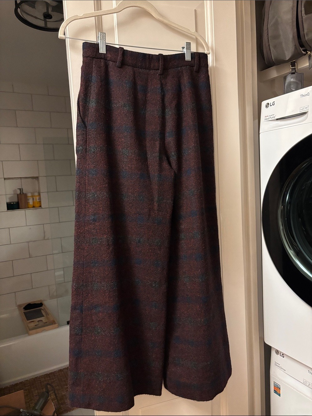 Chanel Plaid Wide Leg Pants Alpaca Silk Lined FR 36 - Picture 4 of 8